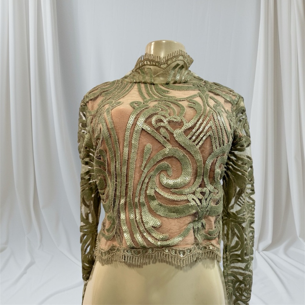 Elegant Olive Green Lace Crop Top
